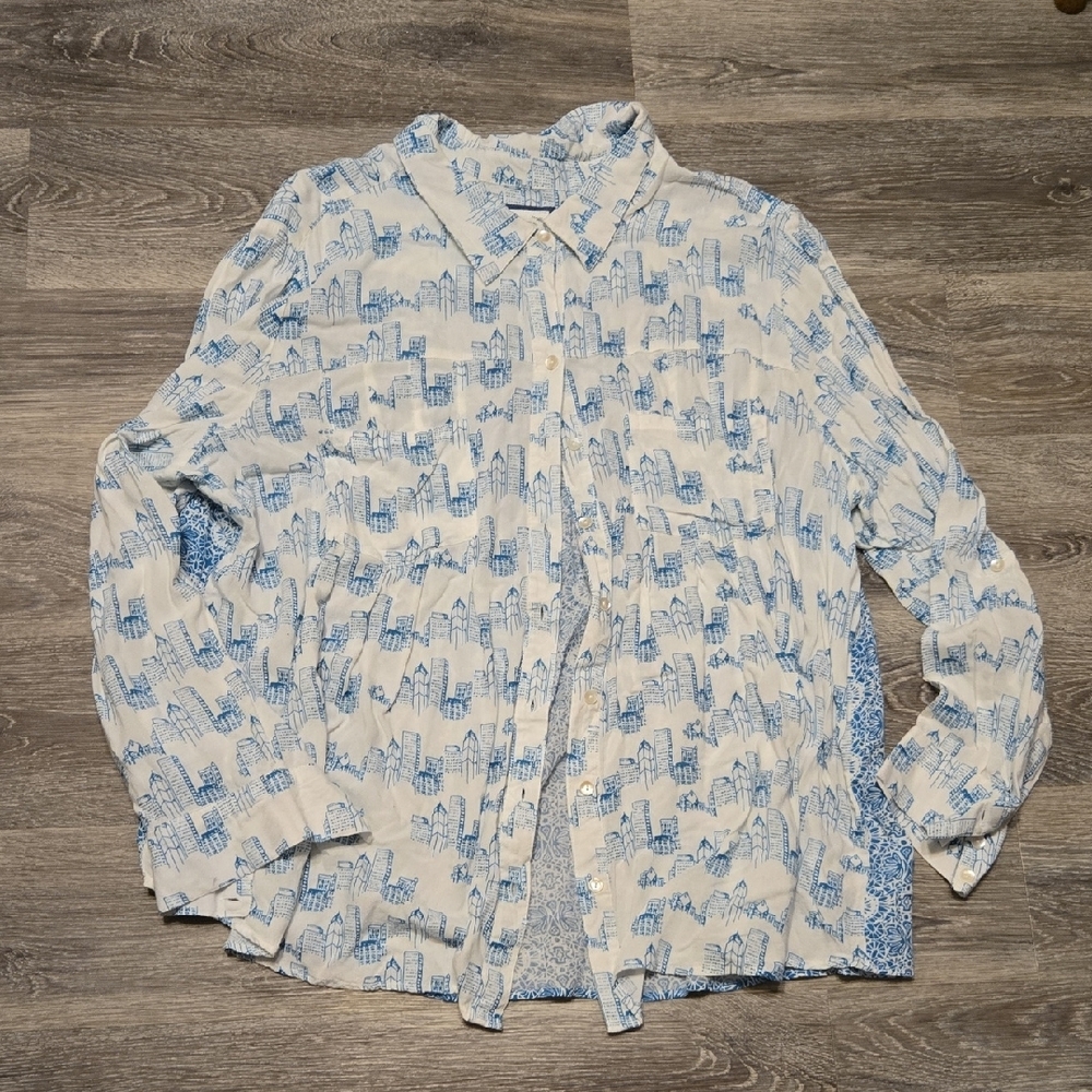 Style&Co Mixed Print Button Front Shirt 3X